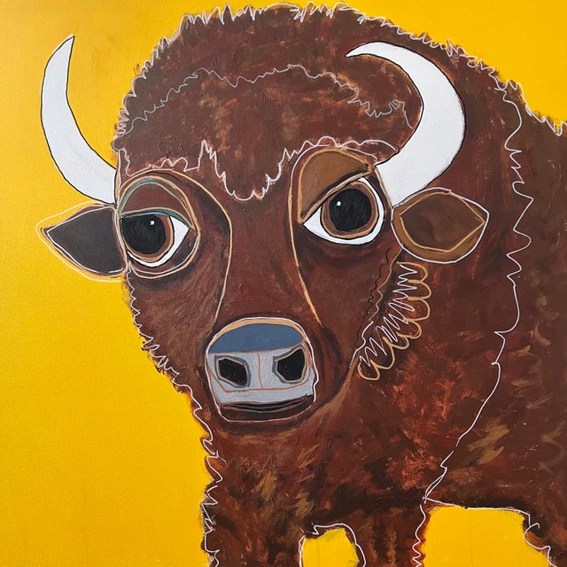 Samuel the Buffalo - Acrylic on Canvas by Melinda McLeod For Sale
