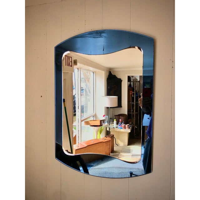 1960s Fontana Arte Blue Glass Mirror For Sale - Image 5 of 11
