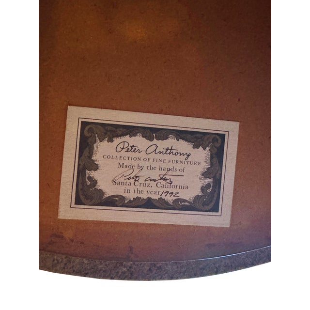 Pair of Sculptured Mahogany Side Tables With Thick Granite Top, Signed by Artist For Sale - Image 10 of 10