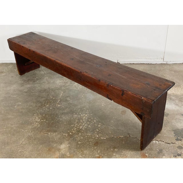 Antique Primitive Handmade Wood Farmhouse Style Bench For Sale In Kansas City - Image 6 of 11
