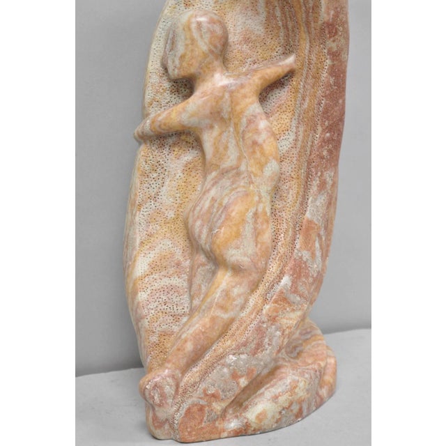 Late 20th Century Vintage Seymour Shuren Modern Pink Carved Marble Abstract Nude Figure Sculpture For Sale - Image 5 of 18