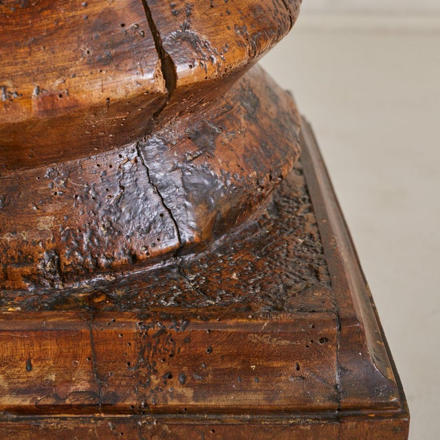 French Oak Spiral Pedestal in the Manner of Charles Dudouyt, 1940s For Sale - Image 9 of 10