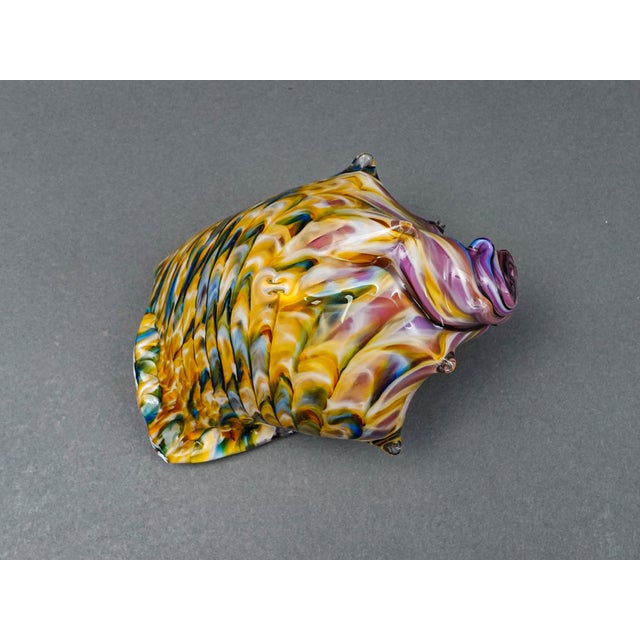 Yellow Artist Signed & Dated 2018 Conch Sea Shell Hand Blown Art Glass Sculpture 7" For Sale - Image 8 of 10