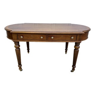 English Regency Style Banded Mahogany Writing Table With 2 Drawers For Sale