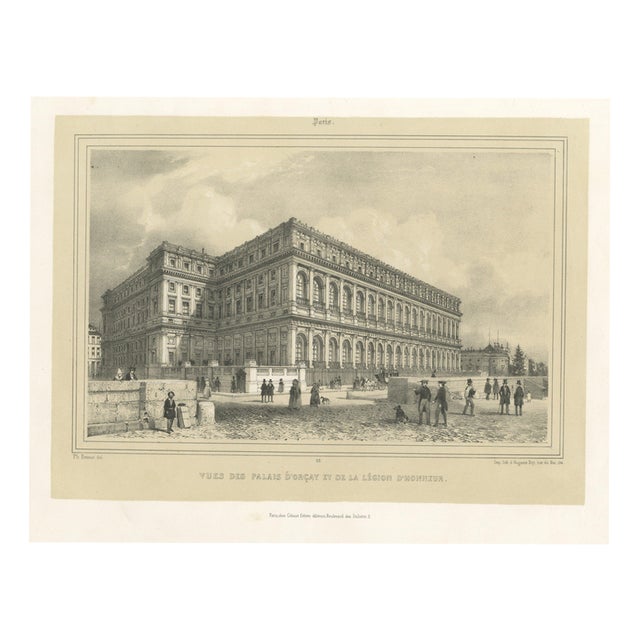 After Benoist, Palais d'Orsay and Legion D'honneur, Paris, 1845, Lithograph For Sale