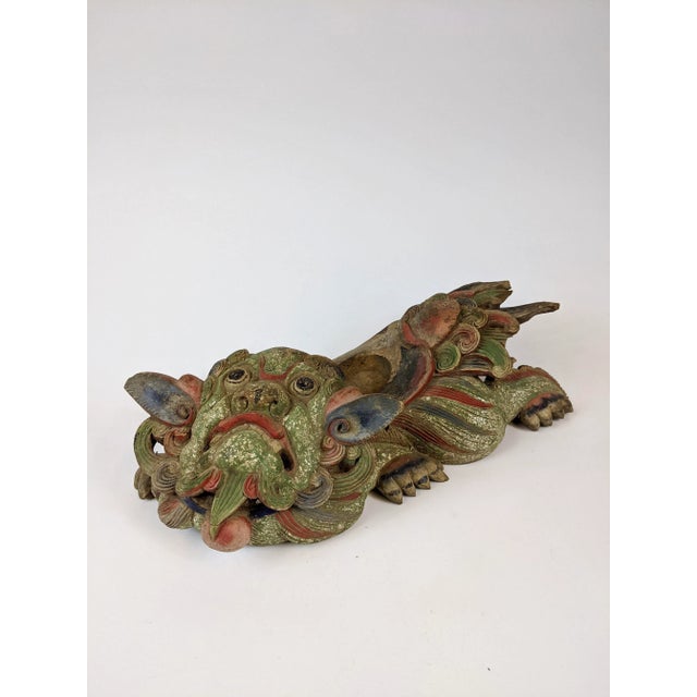 Wood Mid 18th Century Hand Carved Temple Foo Dogs - a Pair For Sale - Image 7 of 8