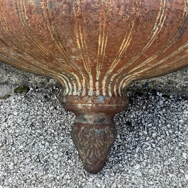 Brown Late 20th Century Neoclassical Cast Iron Half Round Wall Fountain Bowl Lavabo Garden Planter Pot For Sale - Image 8 of 13