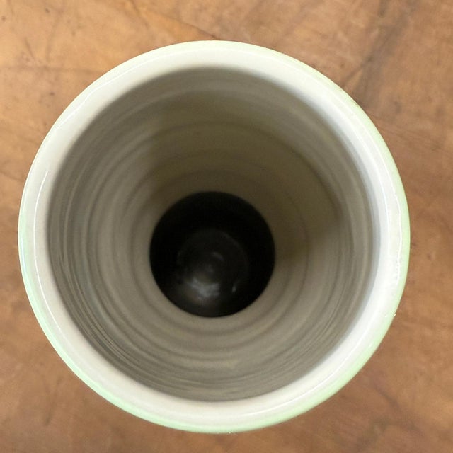 White Tall White Ceramic Prem Vase with Brown Swirls For Sale - Image 8 of 9