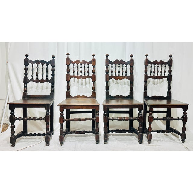 Baroque Set of 4 Early 19th Century Provincial Walnut Baroque Dining Chairs For Sale - Image 3 of 11