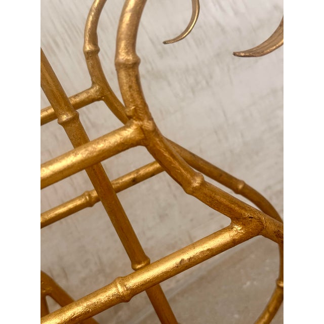 Vintage Hollywood Regency Style Gilt Faux-Bamboo Metal Magazine, Newspaper, Book Rack, Vinyl Record Holder, Circa 1950s For Sale In San Antonio - Image 6 of 12