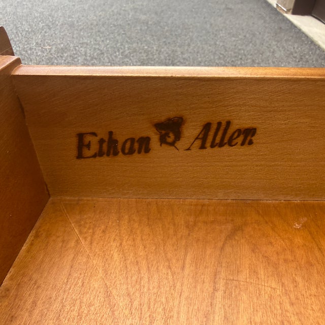 Wood Vintage Ethan Allen Heirloom Nutmeg Maple 3 Drawer Low Dresser or Bachelor's Chest (10-4551) For Sale - Image 7 of 14