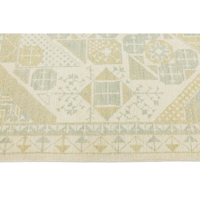 Modern Khotan Style Hand-Knotted Wool Area Rug – Geometric Muted Pastels 10x14 For Sale - Image 4 of 10