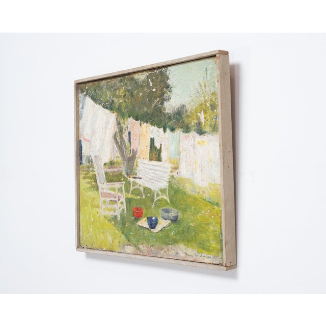 Mid-Century Modern Mid-Century Impressionist Summer Garden Oil Canvas Painting For Sale - Image 3 of 18