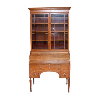 Antique Satinwood Cylinder Bookcase from Edwards & Roberts For Sale