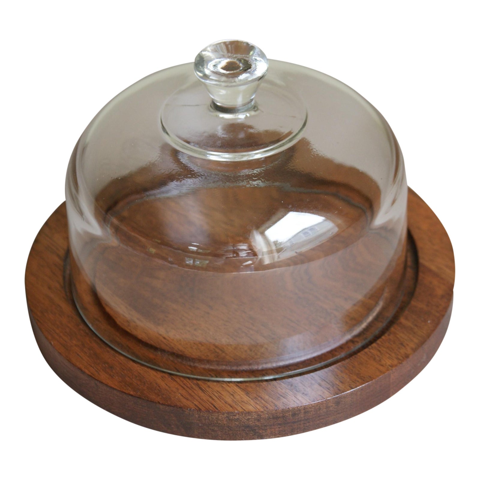 Teak Cheese Server with Glass Dome Chairish