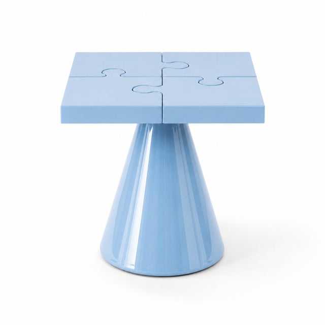 Popzlle Side Table in Blue Lacquer by Alexandre Ligios For Sale - Image 6 of 11