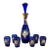 1960s Czech Bohemian Cobalt Gilt Enameled Decanter & Cordials Set For Sale