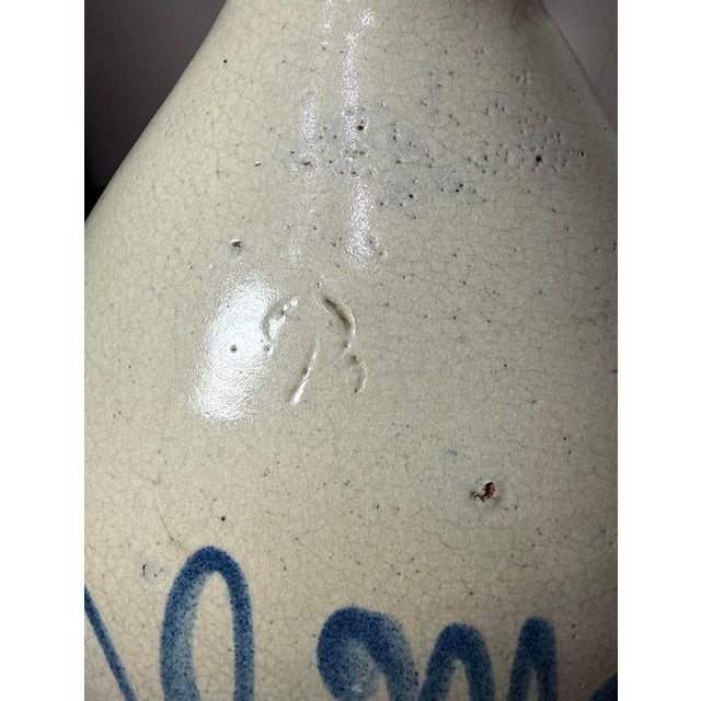 Gray Antique 1800's J. Monsky Newark Nj Stoneware Salt Glazed Cobalt Pottery 2 Jug For Sale - Image 8 of 13