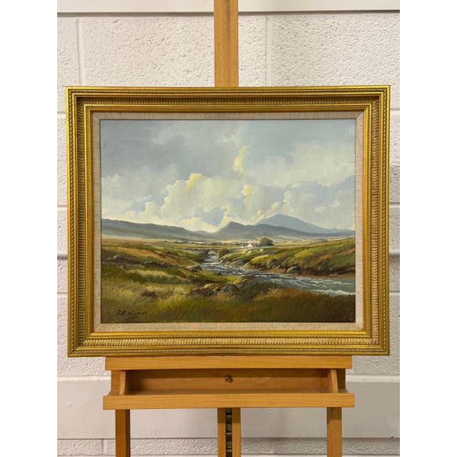 Painting of Mountain Cottages by River in Ireland by 20th Century Irish Artist 1990 Circa For Sale - Image 13 of 18