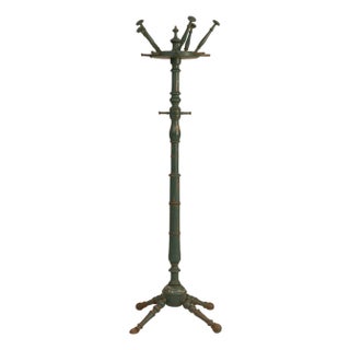 20th Century French Green Patinated Wooden Coat Rack For Sale