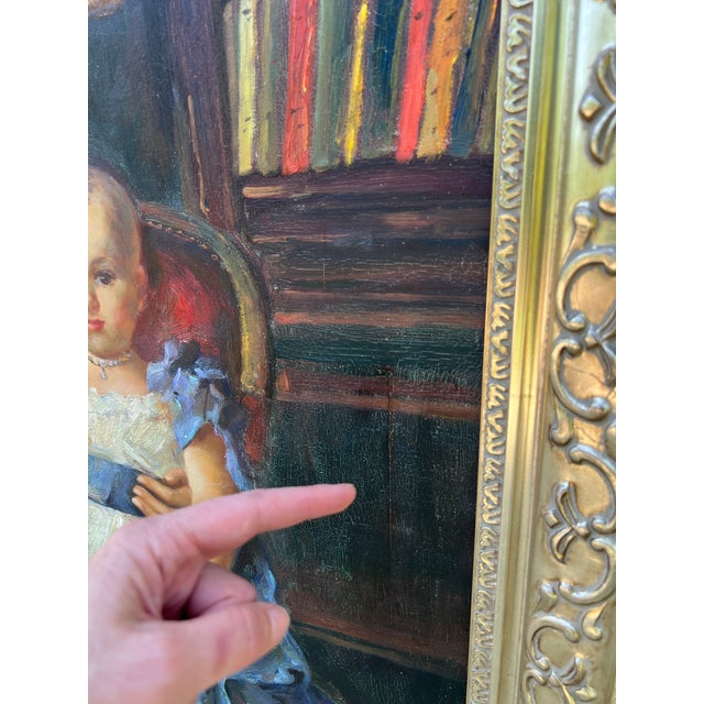 Vintage Oil Painting in Ornate Silver Frame For Sale - Image 14 of 18