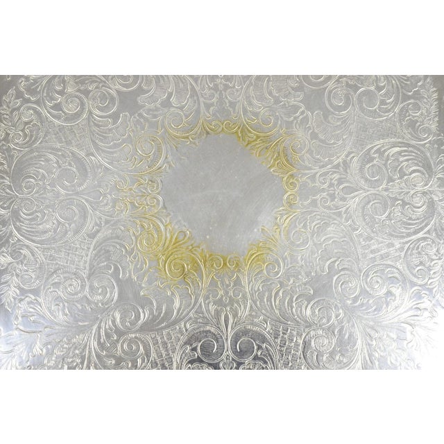 Vintage Victorian Style Silver Plated Scalloped Edge Square Platter Tray For Sale In Philadelphia - Image 6 of 10