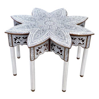 Middle Eastern Contemporary Mother-of-Pearl Inlay Flower-Shaped Coffee Table For Sale