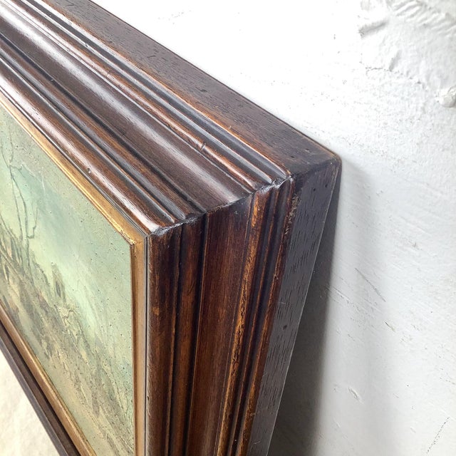 Wood Antique European Winter Landscape Decorative Print in Period Gilt Frame For Sale - Image 7 of 12