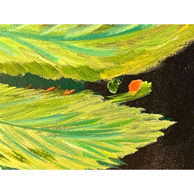 Original Hand-Painted Folding Screen by Stacey Porter – Floral Still Life With Bird – Black Ground Decorative Panel For Sale - Image 12 of 12