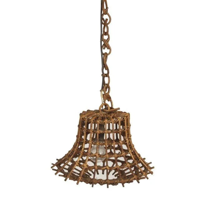 Bamboo & Rattan Chandelier in the style of Louis Sognot, 1960s For Sale - Image 6 of 6