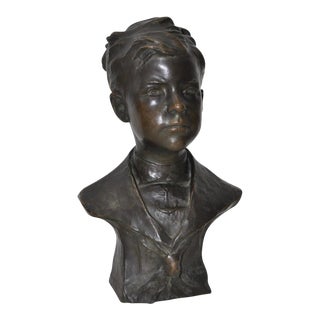 Early 20th Century C. Romanelli "Boy Sailor" American Patinated Bronze Bust For Sale