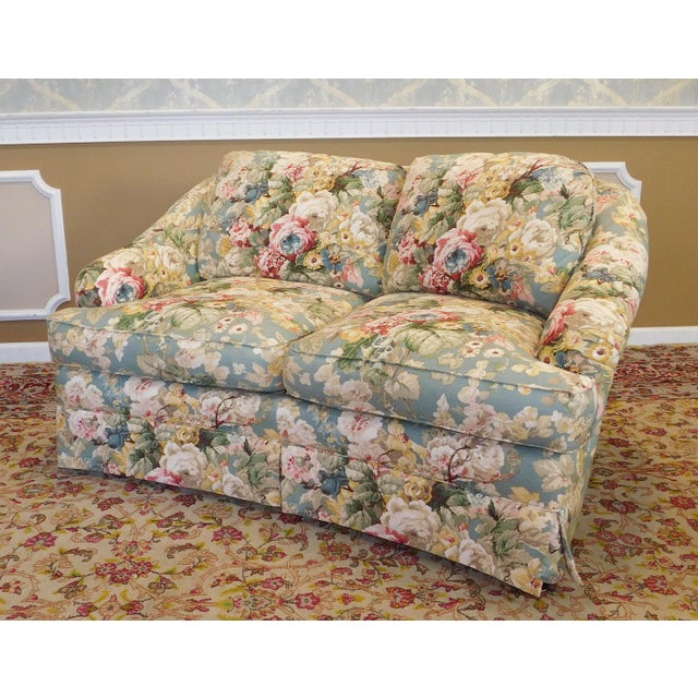 1980s Contemporary Overstuffed Upholstered Floral Sherrill Furniture
