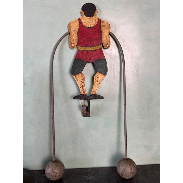 Vintage Folk Art Strongman Carnival Balance Toy Sculpture For Sale In Los Angeles - Image 6 of 11