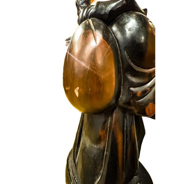 Early 20th Century Laughing Buddha Carved Rosewood Sculpture For Sale - Image 12 of 16