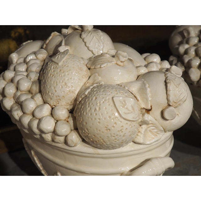 A Pair of Italian 2-Piece Creamware Fruit Bowls For Sale - Image 9 of 17