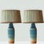 Blue Brown Ceramic Table Lamp with Silk Lamp Shades attributed to R. Houben, 1970 For Sale - Image 9 of 17