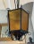 Large Vintage 1950s Mediterranean Wrought Iron Amber Glass Entrance Hall Light For Sale - Image 10 of 12