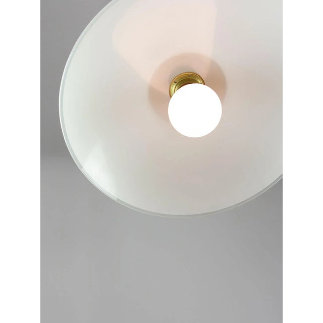 Mid-Century Italian Saucer Glass and Brass Pendant Lamp For Sale - Image 5 of 18
