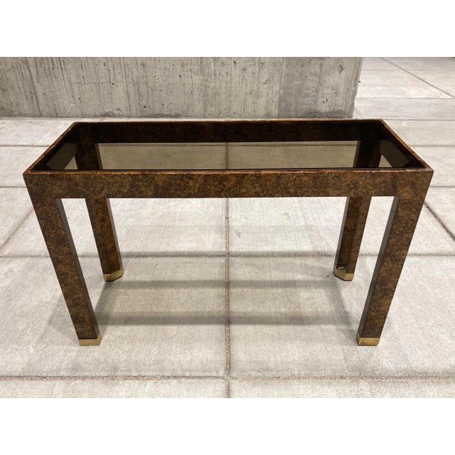 Mid-Century Modern Henredon Faux Tortoise Shell Parsons Console Table For Sale In Denver - Image 6 of 13