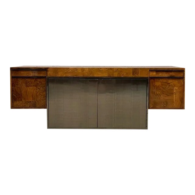 1970s Modernist Patchwork Burl Credenza by Paul Evans for Directional For Sale