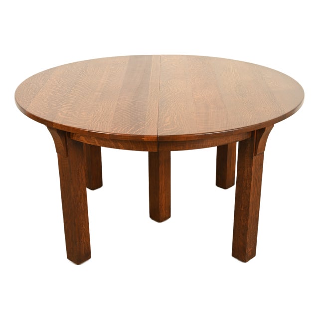 Limbert Antique Mission Oak Arts & Crafts Five-Leg Extension Dining Table, Newly Refinished For Sale