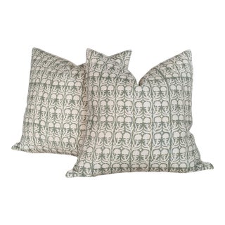 Penny Morrison Ashok Green Floral Pillows, 22" For Sale
