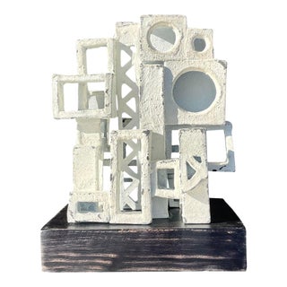 Vintage Boho Signed Abstract Brutalist Ceramic Sculpture For Sale