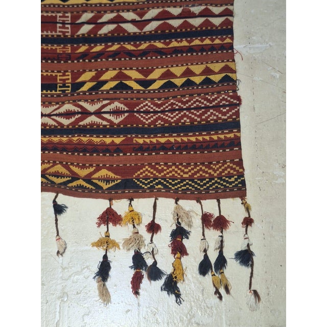 Mid 20th Century Vintage Moroccan Hanbel Flat Weave Wool Rug, 6'5" X 8'9", Mid-Century Berber Textile For Sale - Image 5 of 6
