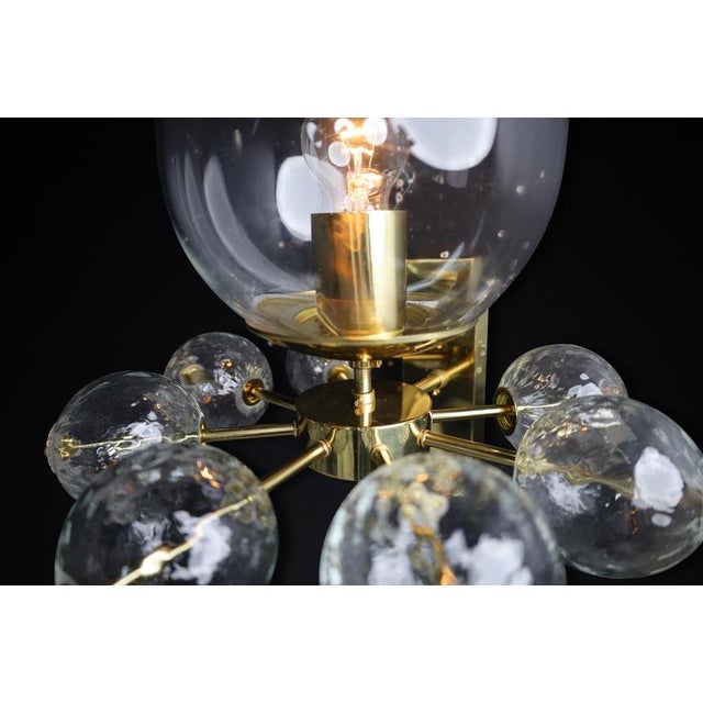 Mid-Century Wall Light with Brass Fixture & Hand-Blown Glass Globes, CZ, 1970s For Sale - Image 9 of 12