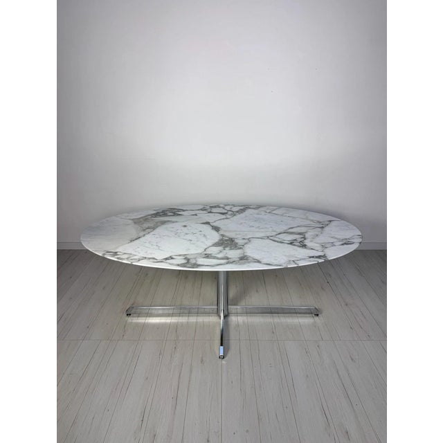 Gray Vintage Oval Arabescato Marble Dining Table by Florence Knoll for Roche Bobois, 1960s For Sale - Image 8 of 8