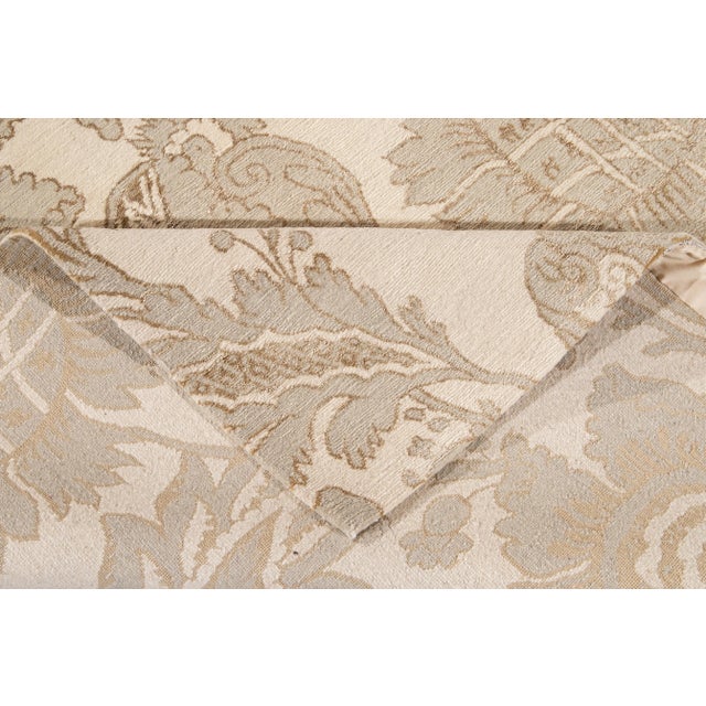 Contemporary Beige Contemporary Nepalese Lapchi Wool and Silk Rug With Floral Pattern For Sale - Image 3 of 13