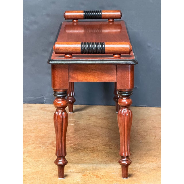 Brown Regency Hall Bench or Window Seat of Mahogany From England With Ebonized Accents For Sale - Image 8 of 10