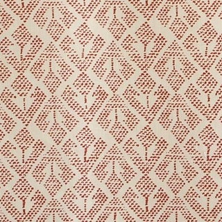 Carolina Irving Textiles - Patmos / Pompei / Pat40 - Linen Fabric - Rusty Orange Print - 1.75 Yards For Sale