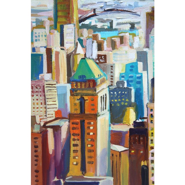 This is beautiful large airy painting of iconic Empire State Building birds view. Made with acrylic and oil paints on...